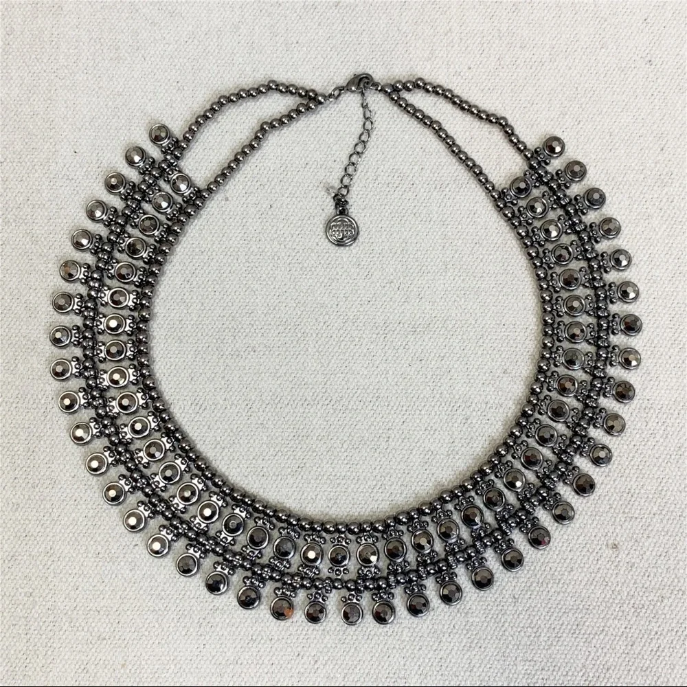 Bill Blass Gunmetal rhinestone Bib Necklace